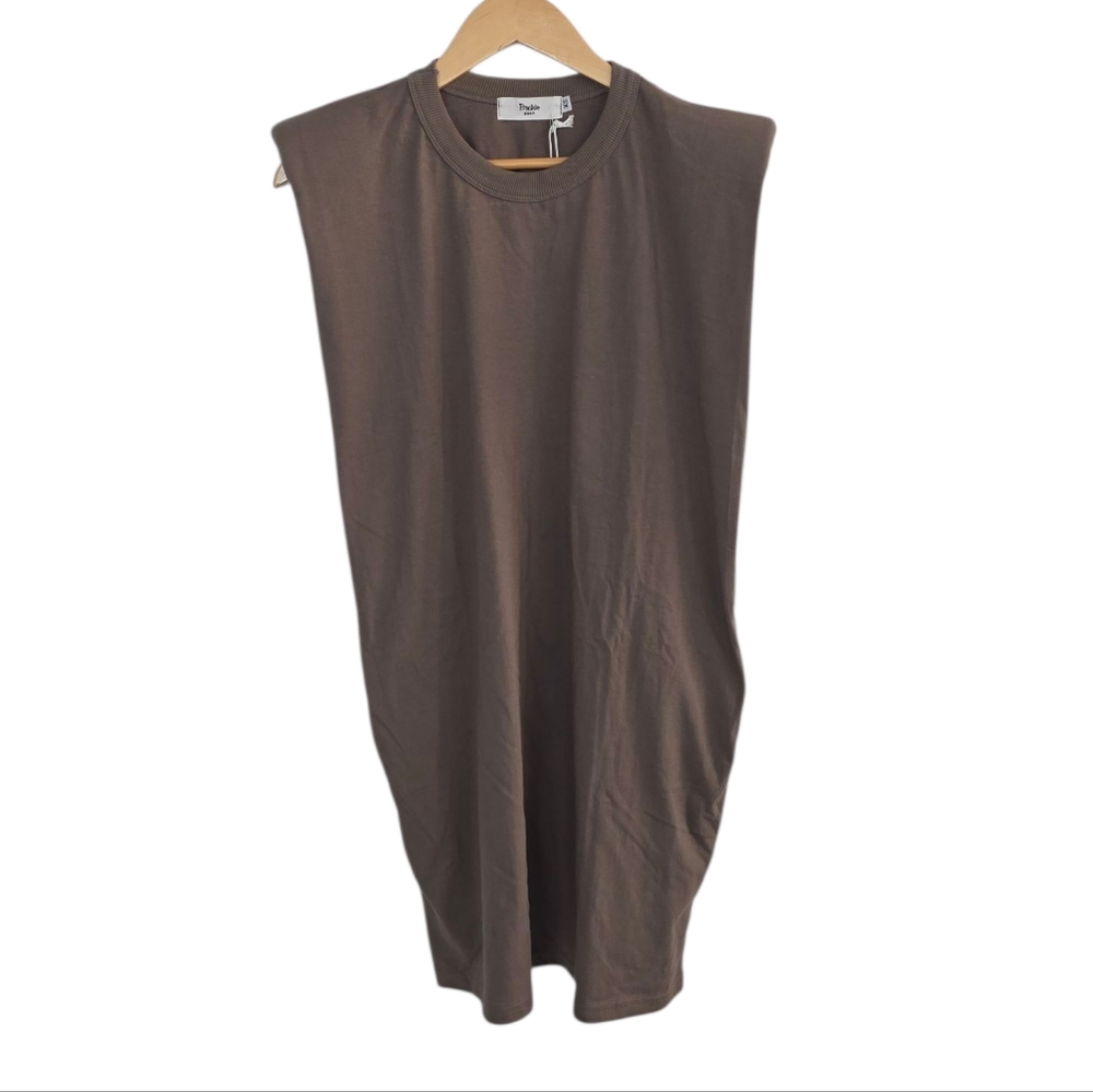 Frankie shop tina padded Shoulder Muscle dress mocha new with tags Size XS
